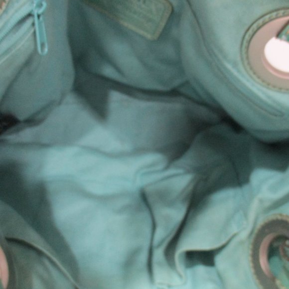 **FOSSIL Mint Green Distressed Leather Satchel - Picture 7 of 9